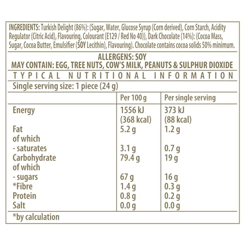 Sally Williams Luxury Dark Chocolate Enrobed Rose Turkish Delight, 300g 8