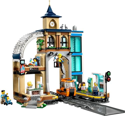 LEGO City Central Train Station Set with Maintenance Vehicle - Building Toy for Kids 7+ 9