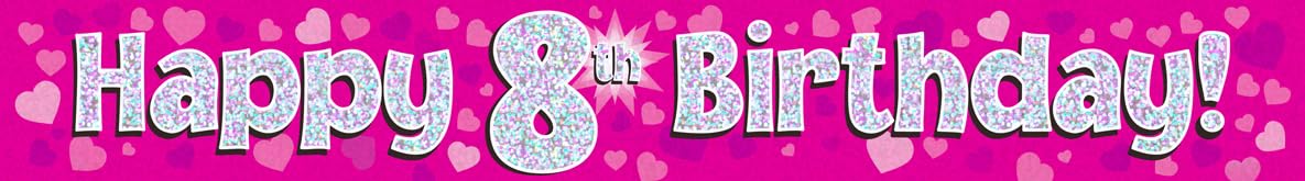 Oaktree UK 9ft Happy 8th Birthday Pink Foil Banner