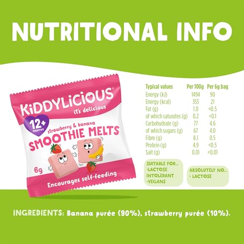 Kiddylicious Strawberry and Banana Smoothie Melts - 16 x 6g Fruit Snacks 11