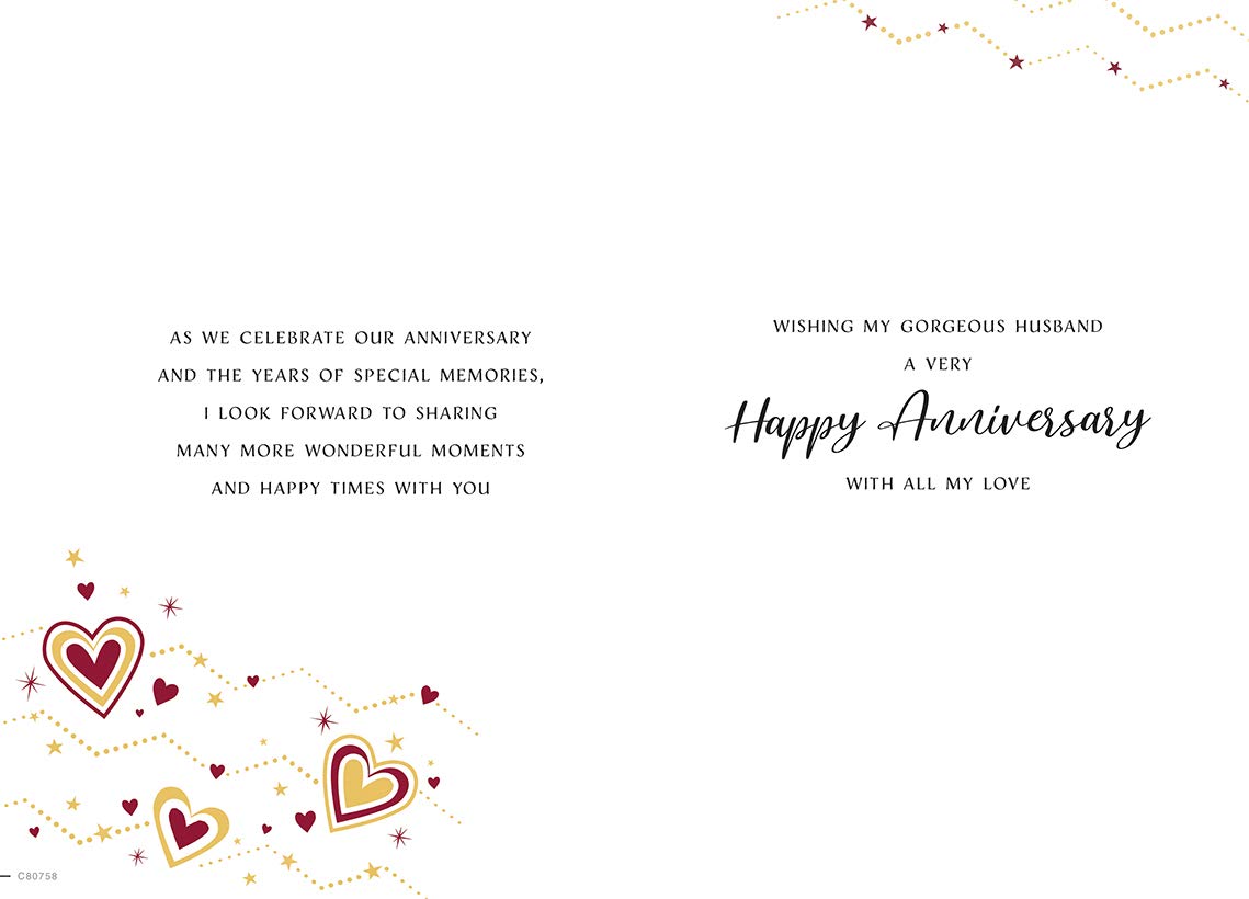 Piccadilly Greetings Anniversary Card for Husband | 9 x 6 inches | Magenta 2