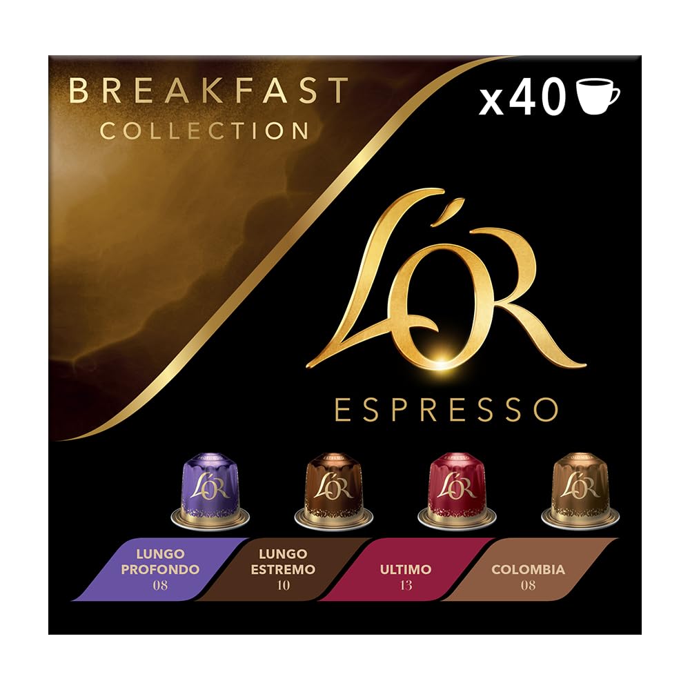 L'OR Espresso Breakfast Variety Box - 40 Recyclable Coffee Pods for Nespresso®* Compatible Machines