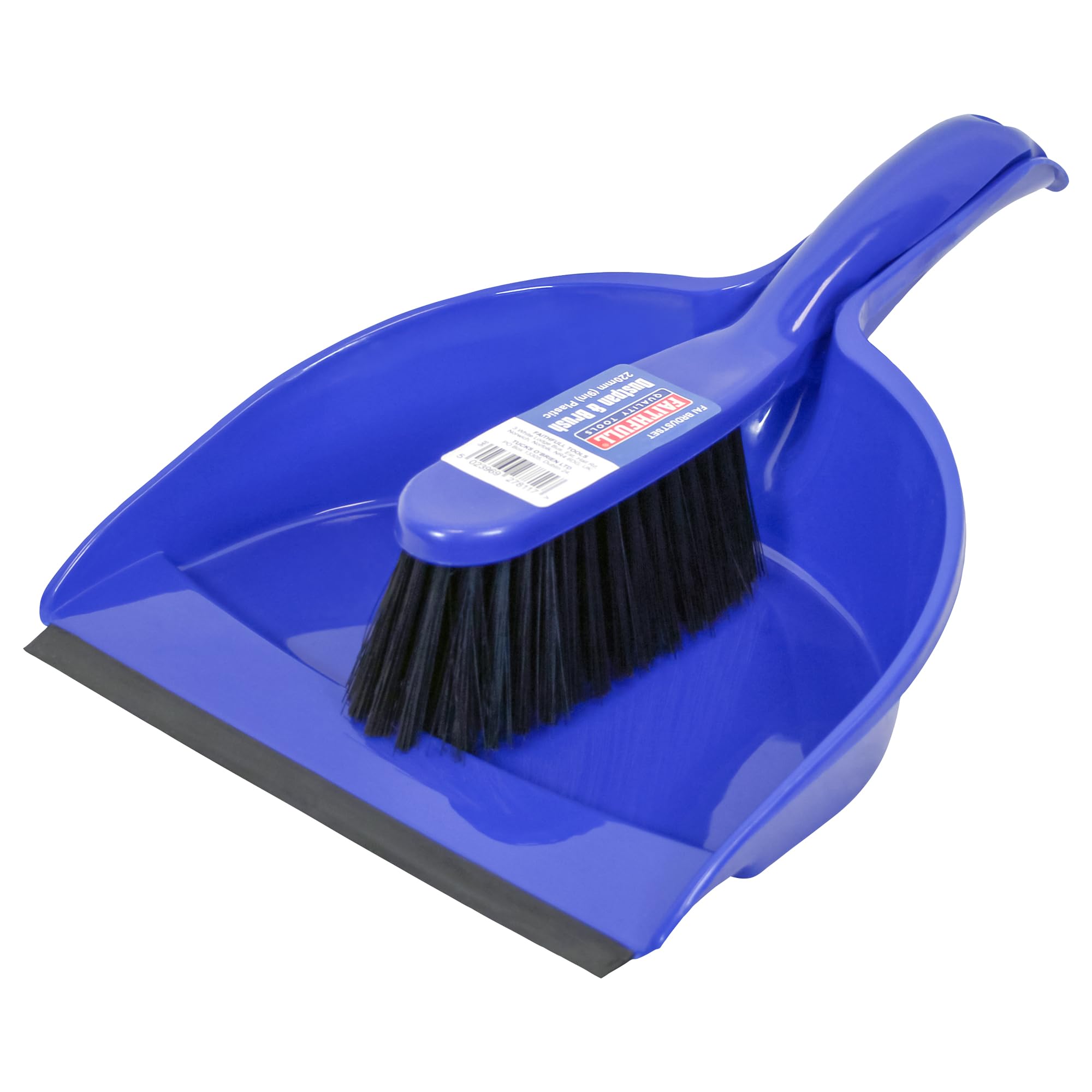 Faithfull Plastic Dustpan and Brush Set - 220mm Wide Dustpan | Compact Clip-in Storage | Blue