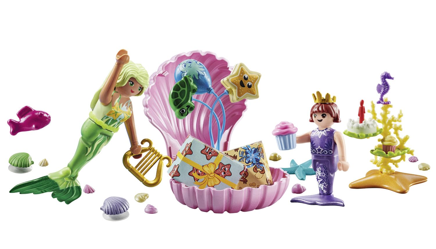 Playmobil 71446 Princess Magic: Mermaid Birthday Party Playset for Kids 4+
