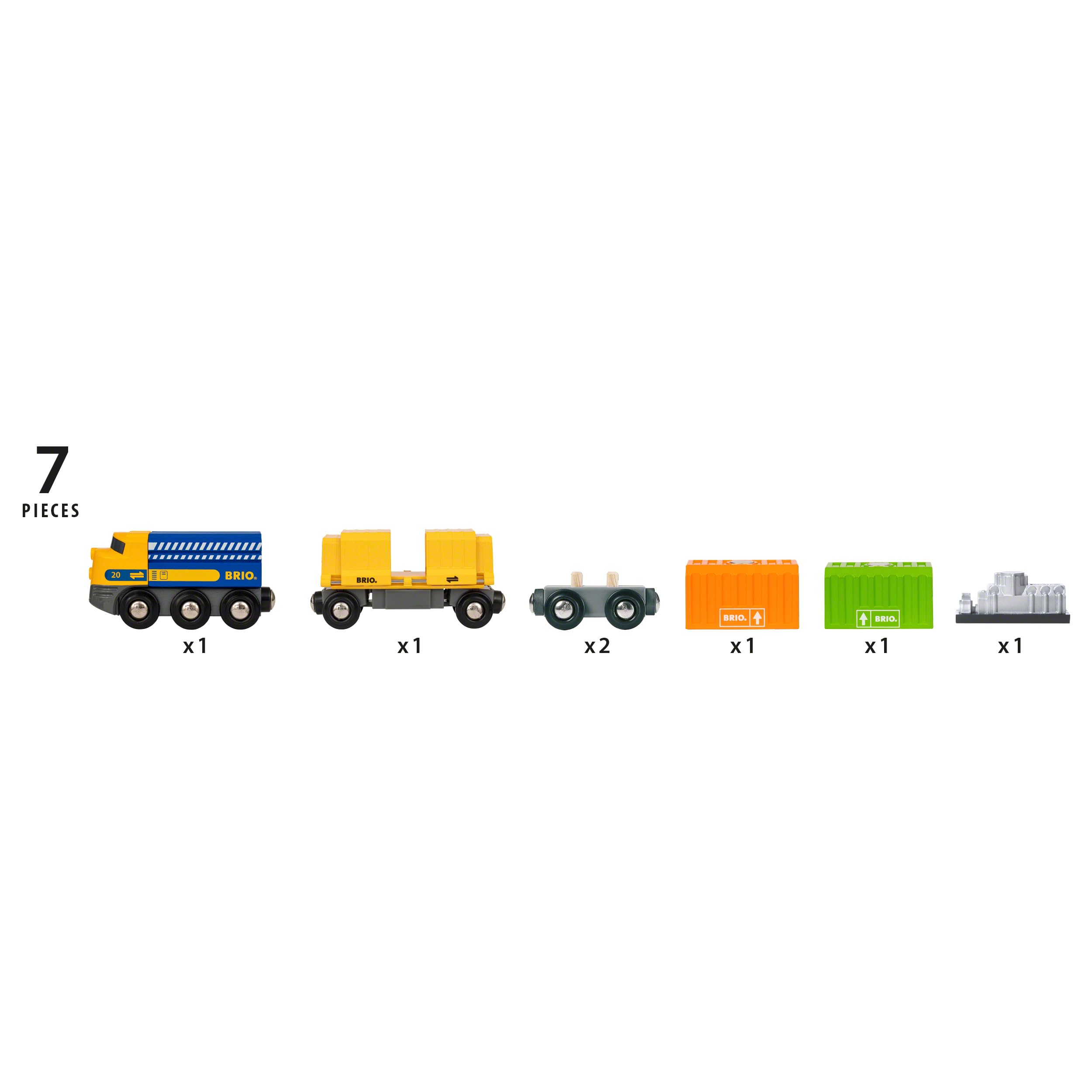 BRIO Three Wagon Cargo Train - 7 Pieces, Compatible with BRIO World | Ages 3+ 4