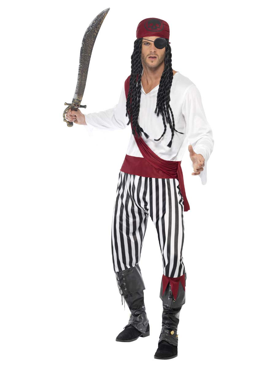 Smiffys Pirate Man Costume - Adult Fancy Dress Outfit for Men, Size L
