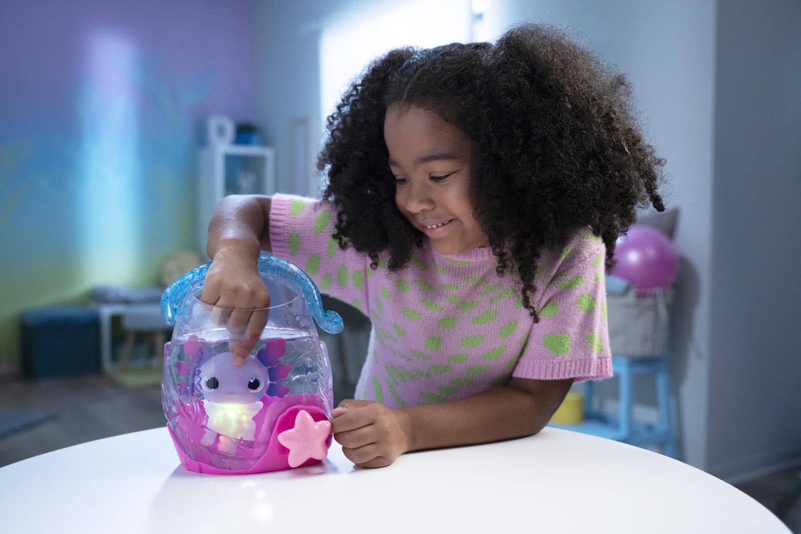 Animagic Let's Glo Axolotl Bubble Reef Twin Pack - Interactive Light-Up Electronic Pet Playset for Kids