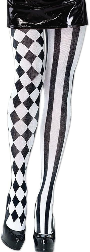 Bristol Novelty Harlequin Tights Hat, Black & White, One Size