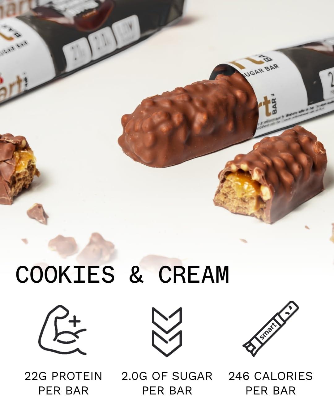 PhD Nutrition Smart Protein Bar, kalorienarm, proteinreich, zuckerarm, Cookies and Cream, 12 x 64 g 8