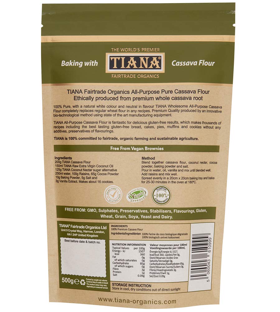 TIANA Organic Gluten-Free Cassava Flour 500g - 1:1 Wheat Flour Substitute