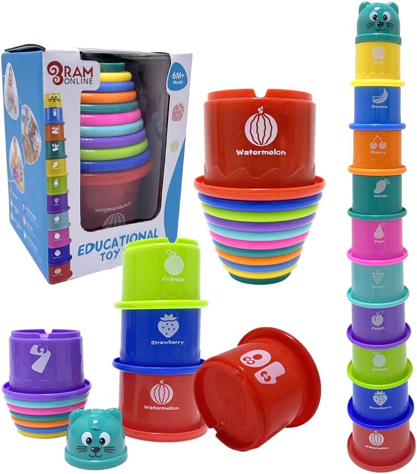 Ram Baby Kids 11 Piece Stacking Cups - Educational Toy for 6 Months+