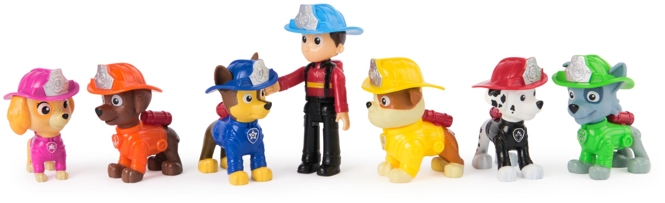 Paw Patrol Fire Rescue Team Pack with 7 Collectible Action Figures - Movable Heads & Fire Gear for Ages 3+