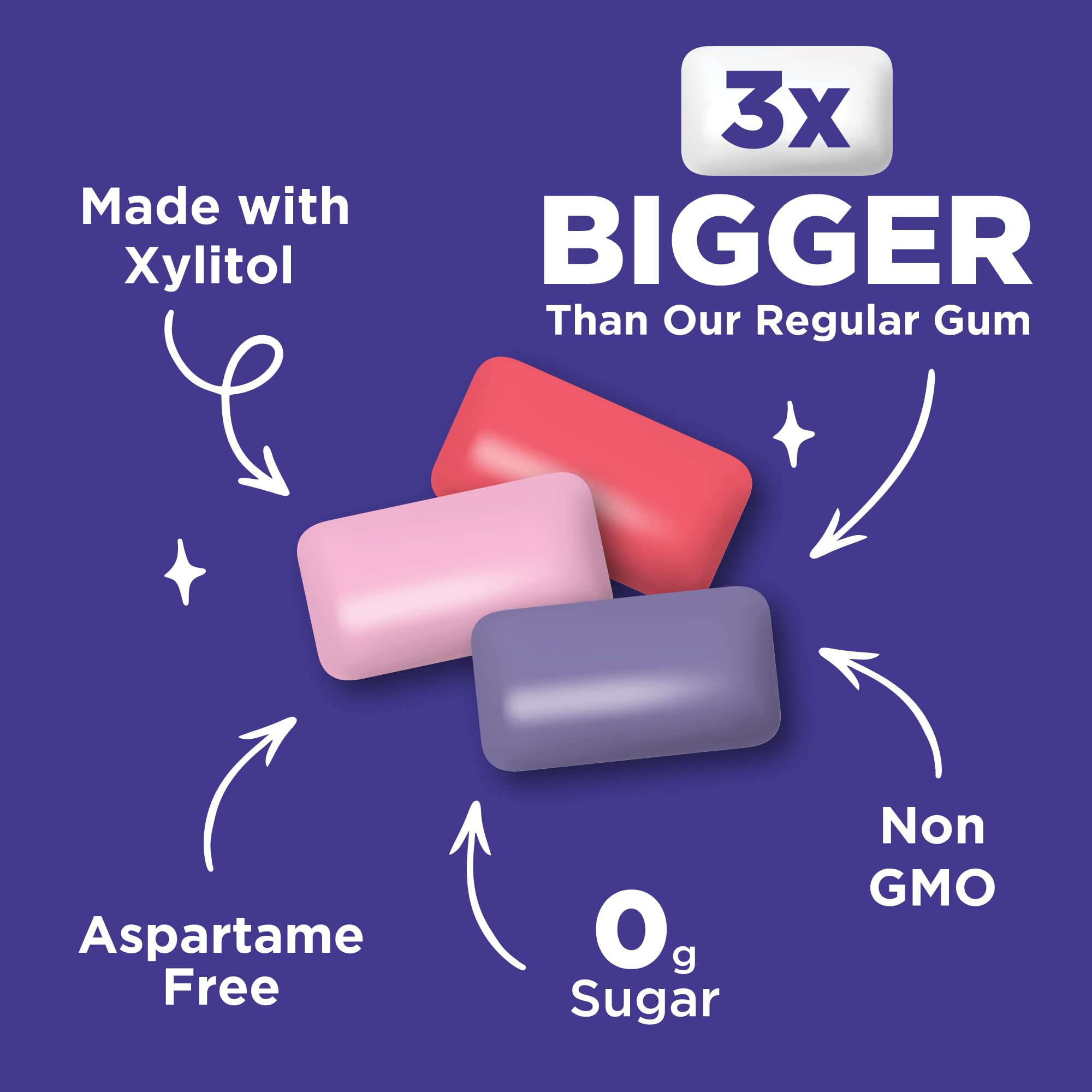 PUR Jumbo Gum - Chewing Gum (81g, Resealable Bag)