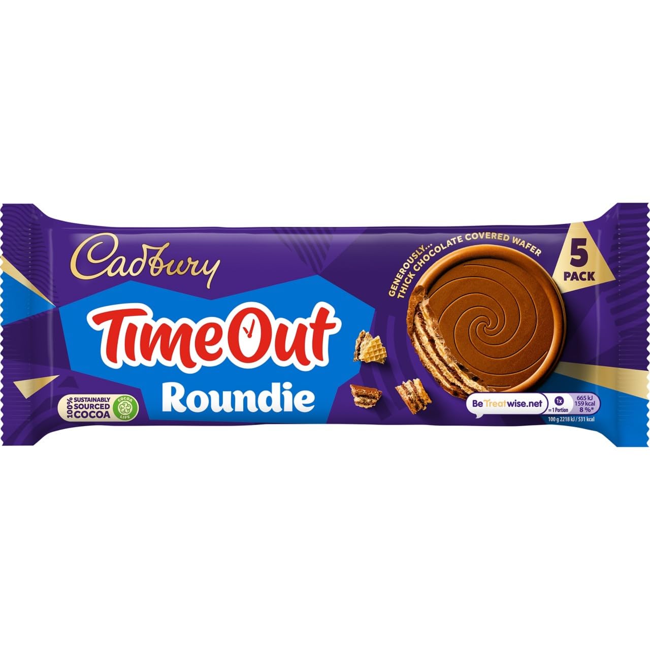 Cadbury Time Out Roundie Milk Chocolate Covered Wafer Bars Multipack of 5
