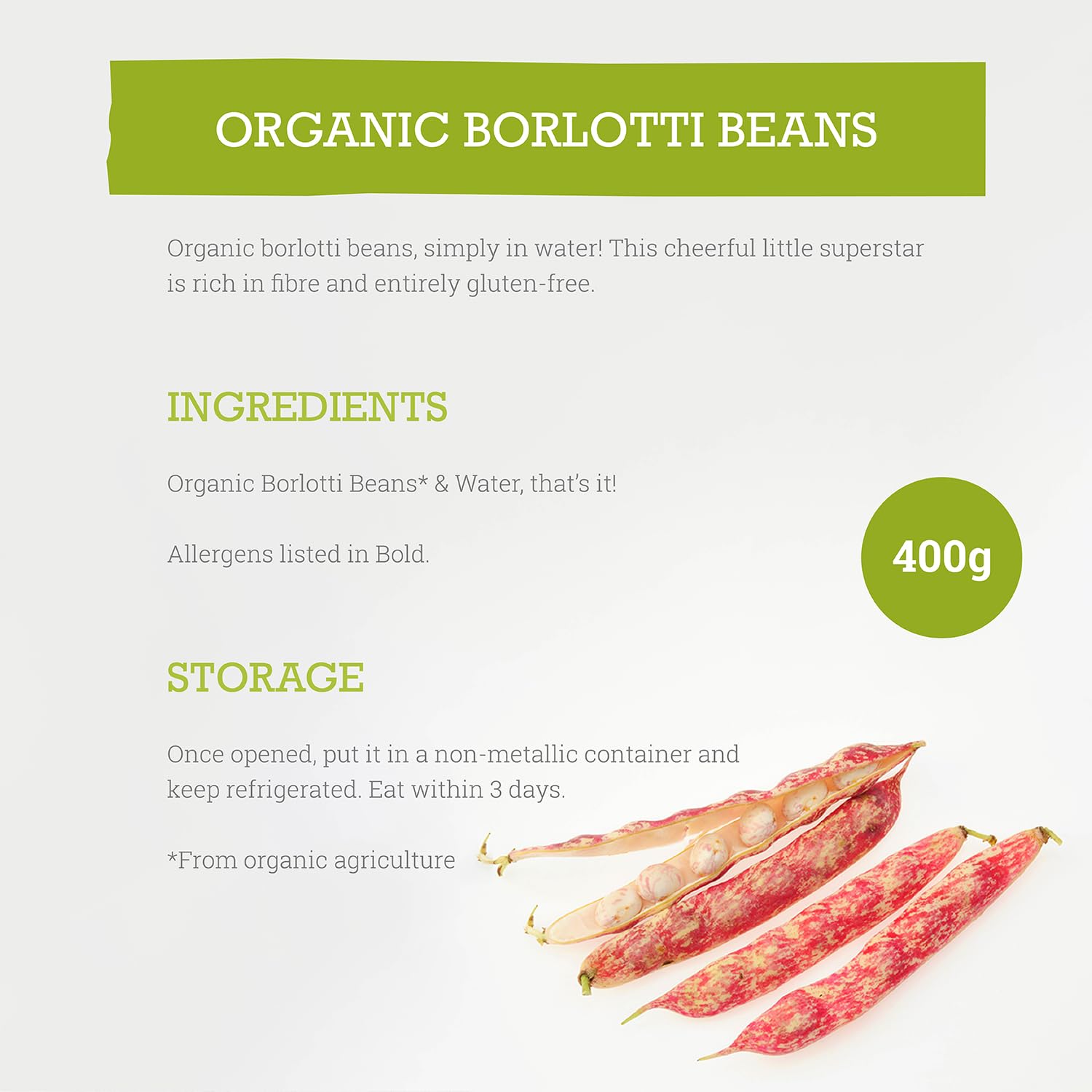 Mr Organic - Organic Borlotti Beans 400g Tin