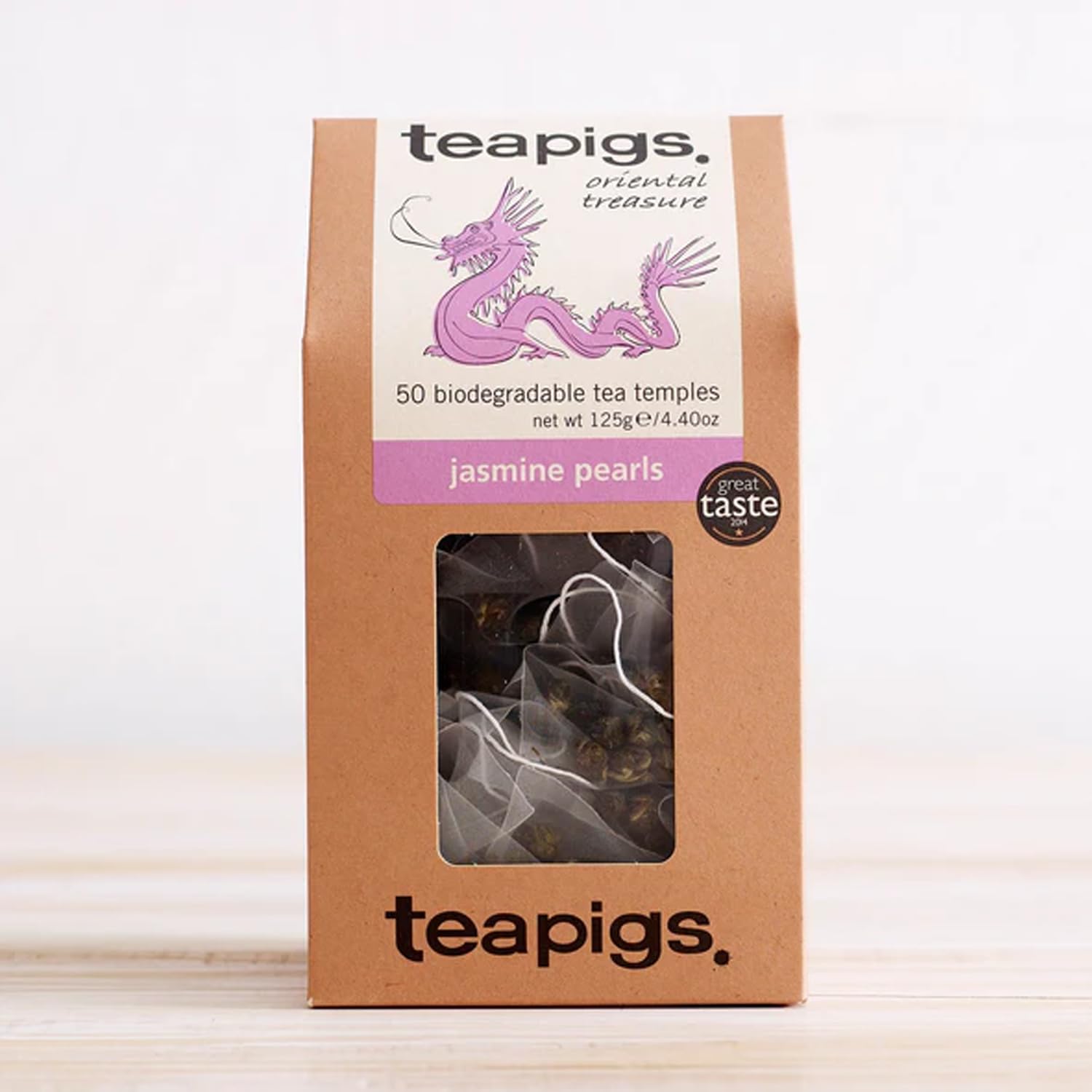 teapigs Jasmine Pearls Grüner Tee – Handgerollte Teebeutel mit Jasmingeschmack, 50 biologisch abbaubare Teebeutel