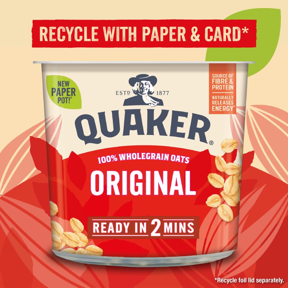 Quaker Oat So Simple Original Porridge Pots, 45 g (Pack of 8)