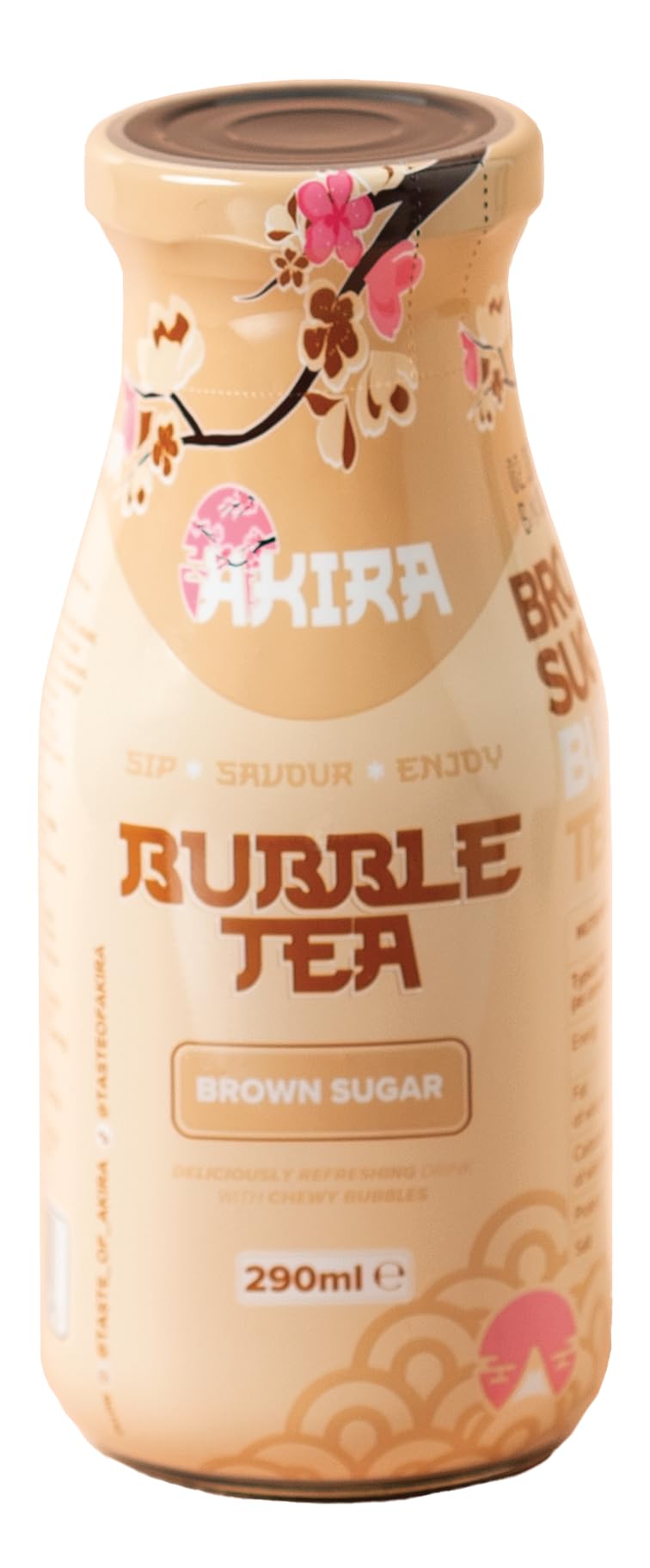 Akira Brown Sugar Bubble Tea - Ready-to-Drink Can with Chewy Konjac Pearls, 290ml