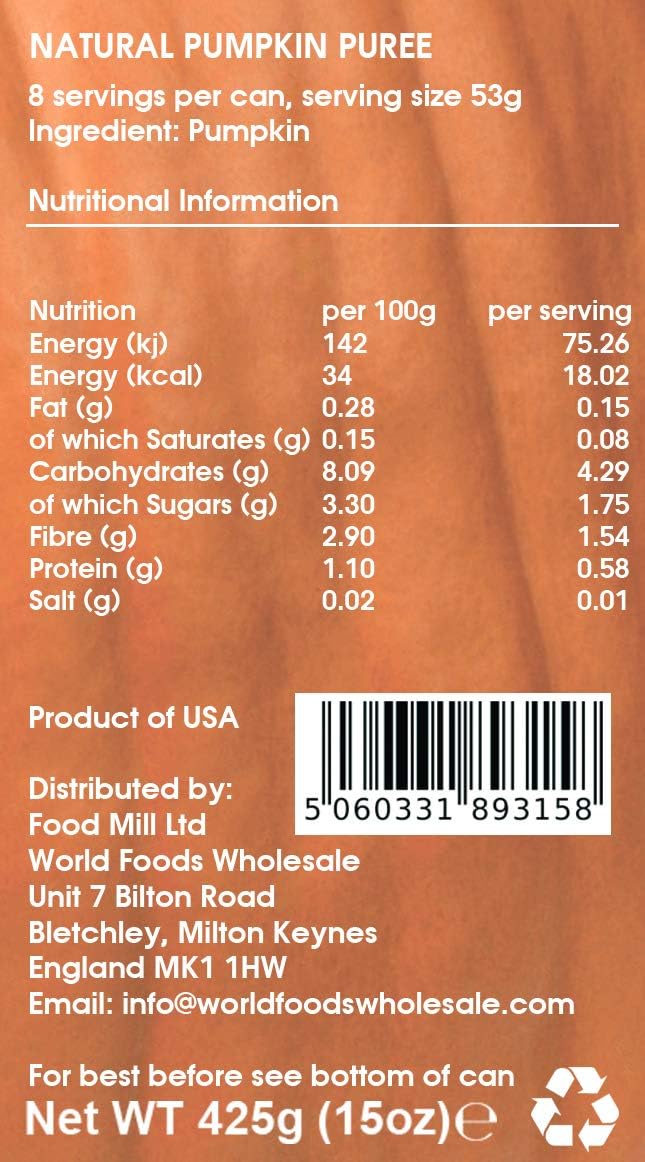 Bakeroo Tinned Pumpkin Puree 100% Natural - 425g