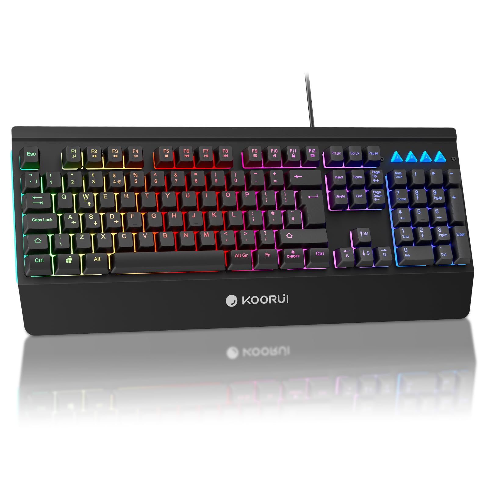 KOORUI Gaming-Tastatur – Kabelgebundene mechanische taktile Schalter RGB-Hintergrundbeleuchtung 104-Tasten PC &amp; Mac