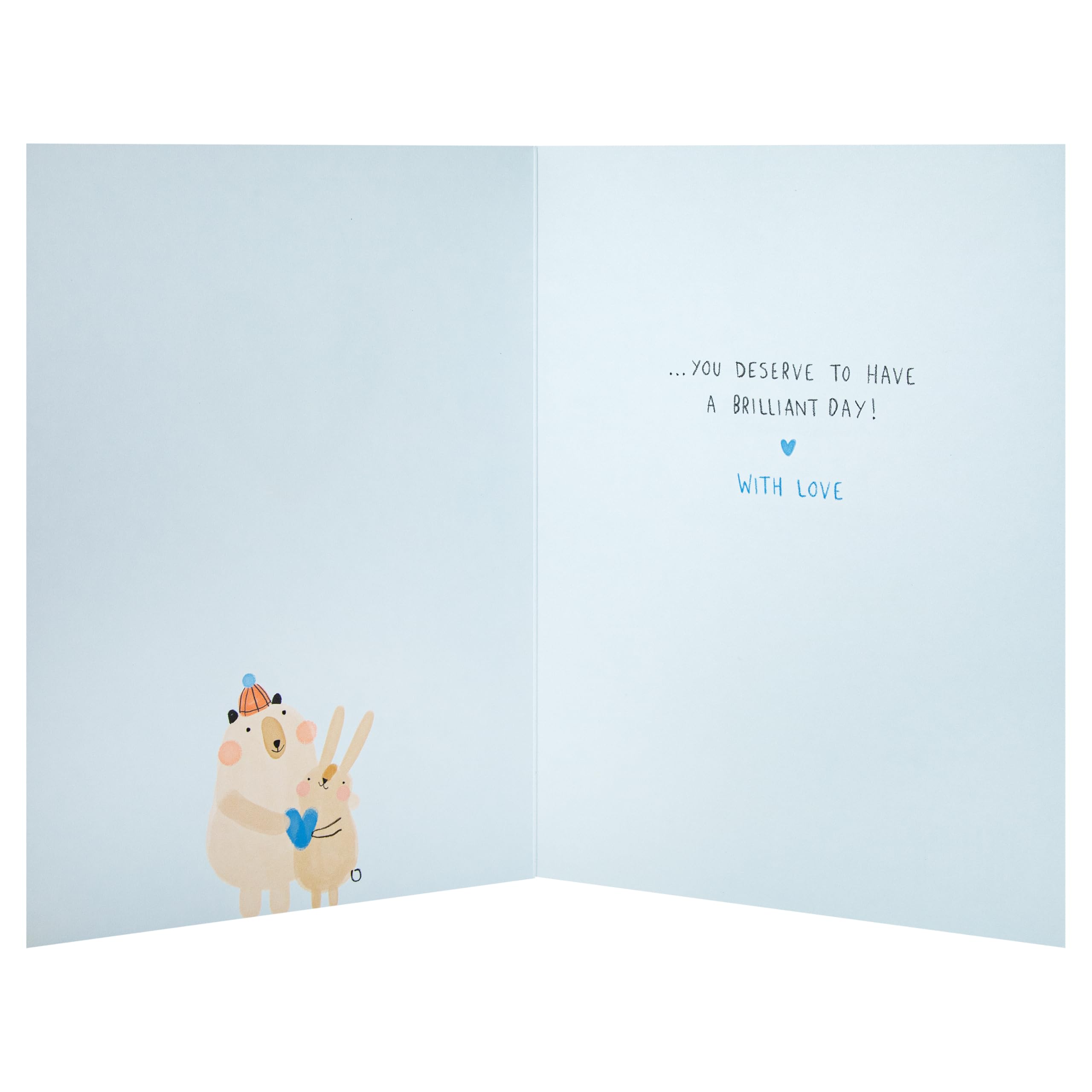 Hallmark Father's Day Card with 3D Keepsake Heart | Bear & Rabbit Design | Blue/Red 2