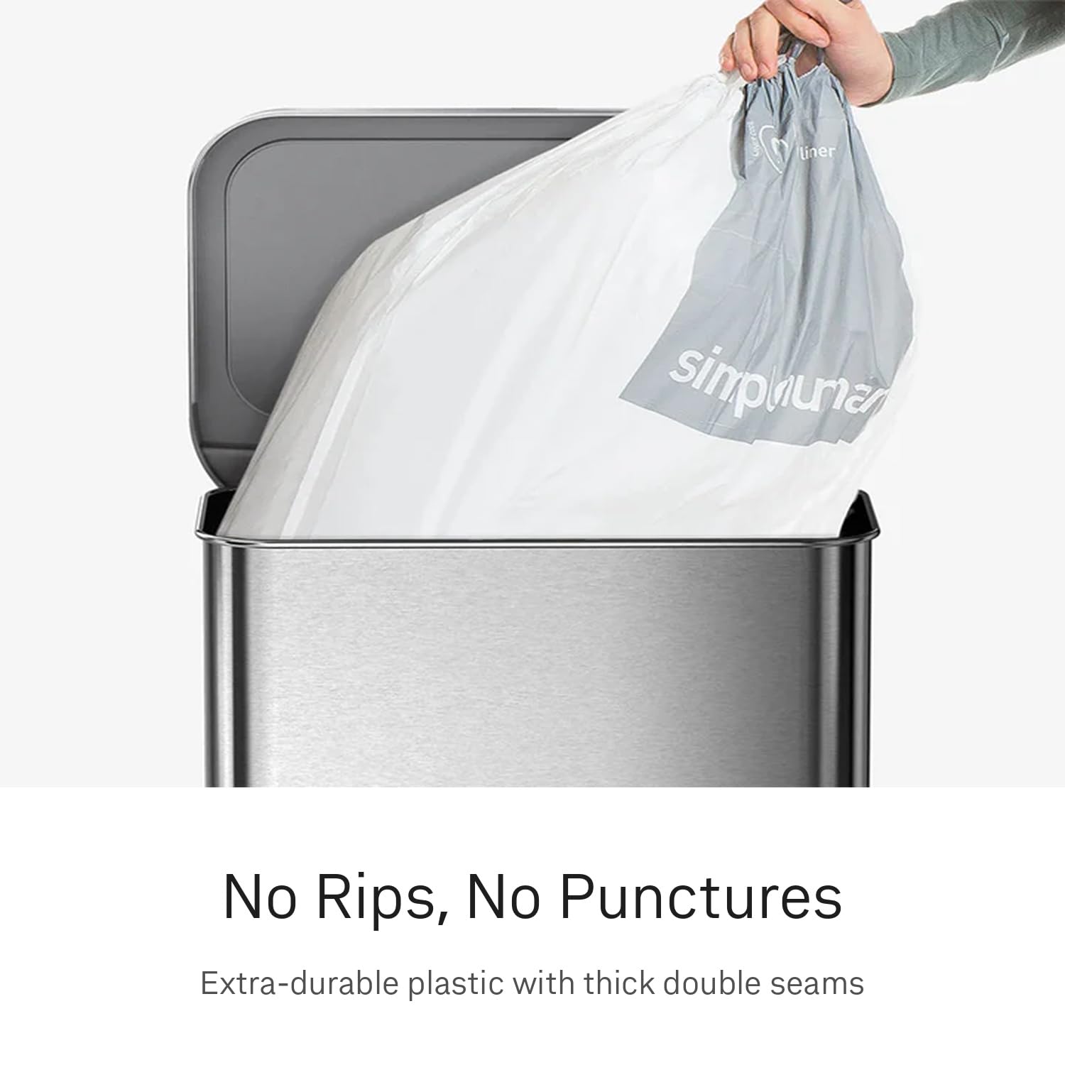simplehuman CW0251 Code B Custom Fit Bin Liner | 90 Pack | 6L Capacity | White Plastic 3