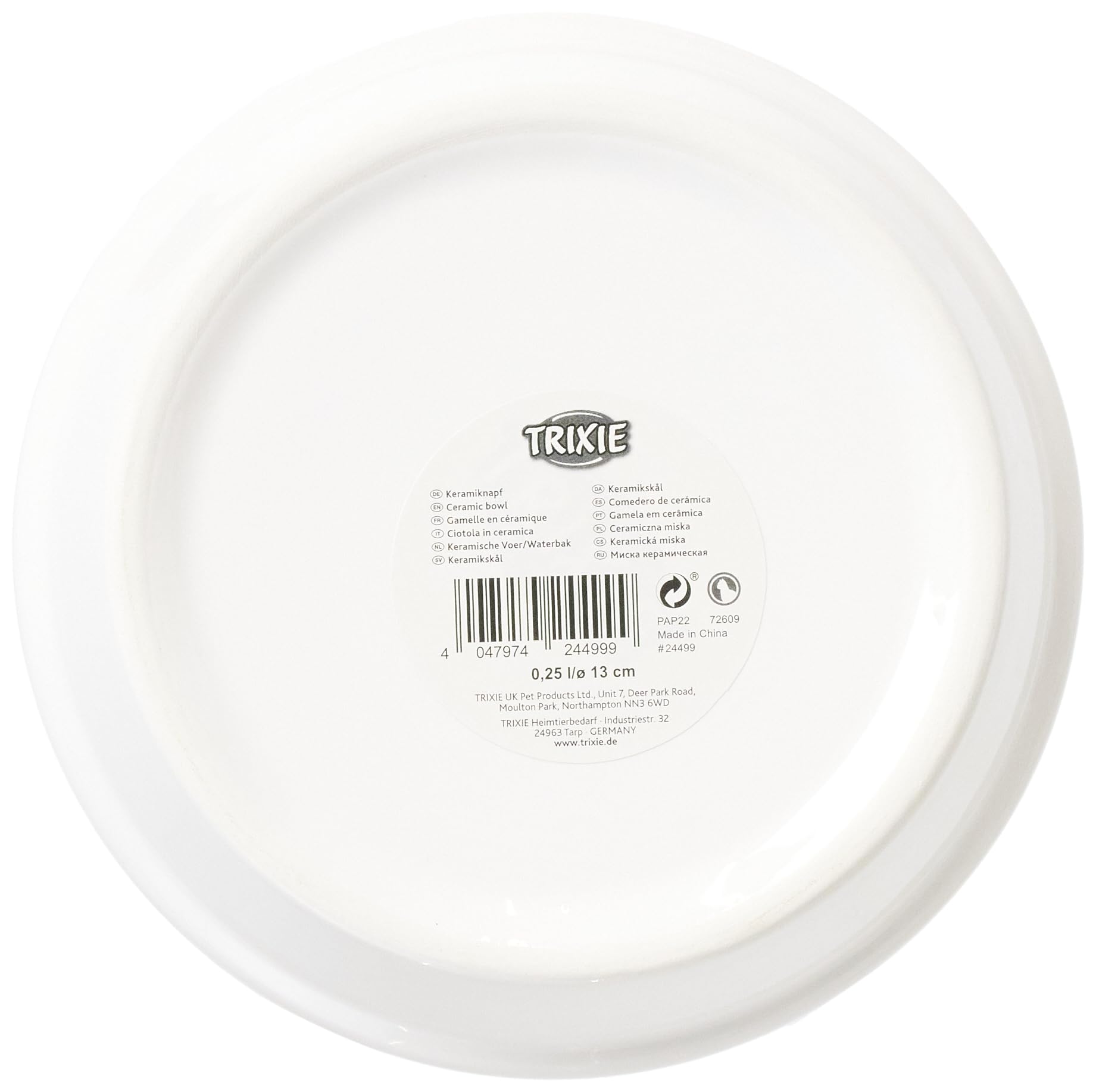 TRIXIE Ceramic Cat Bowl - 0.25 Litre Capacity | White | Portable 3