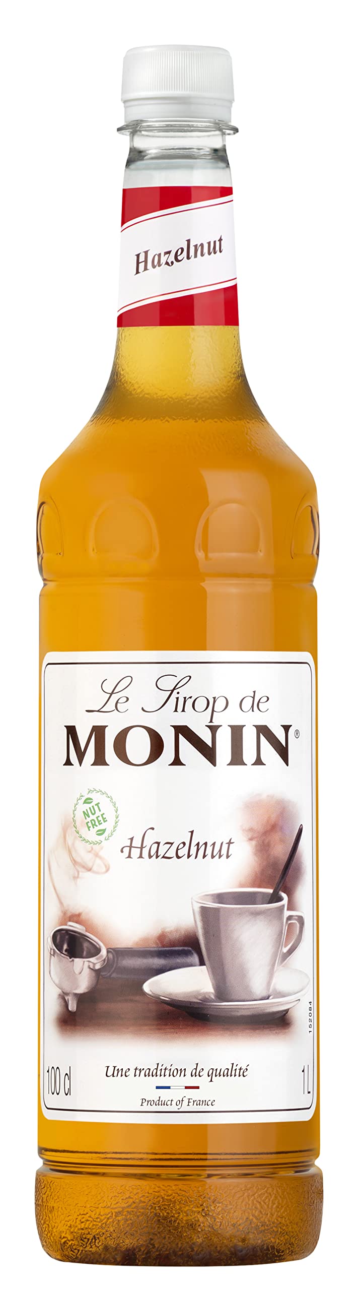 MONIN Premium Hazelnut Nut Free Syrup 1L - Vegan, Halal, Kosher - for Coffee, Cocktails, Frappes