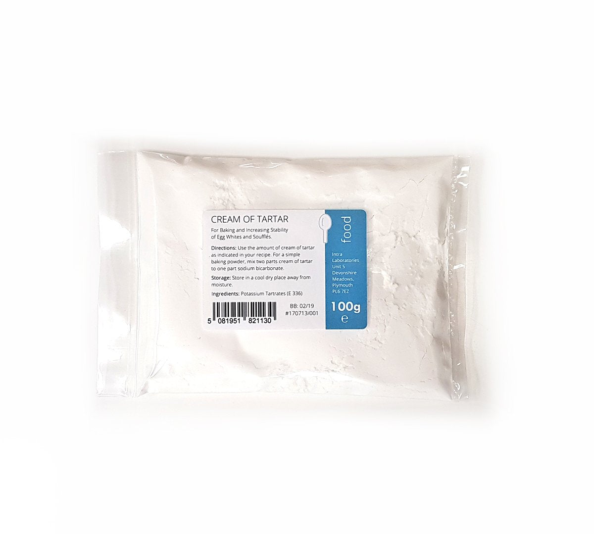 Intralabs Food Grade Cream of Tartar Powder for Baking & Playdough | 100g