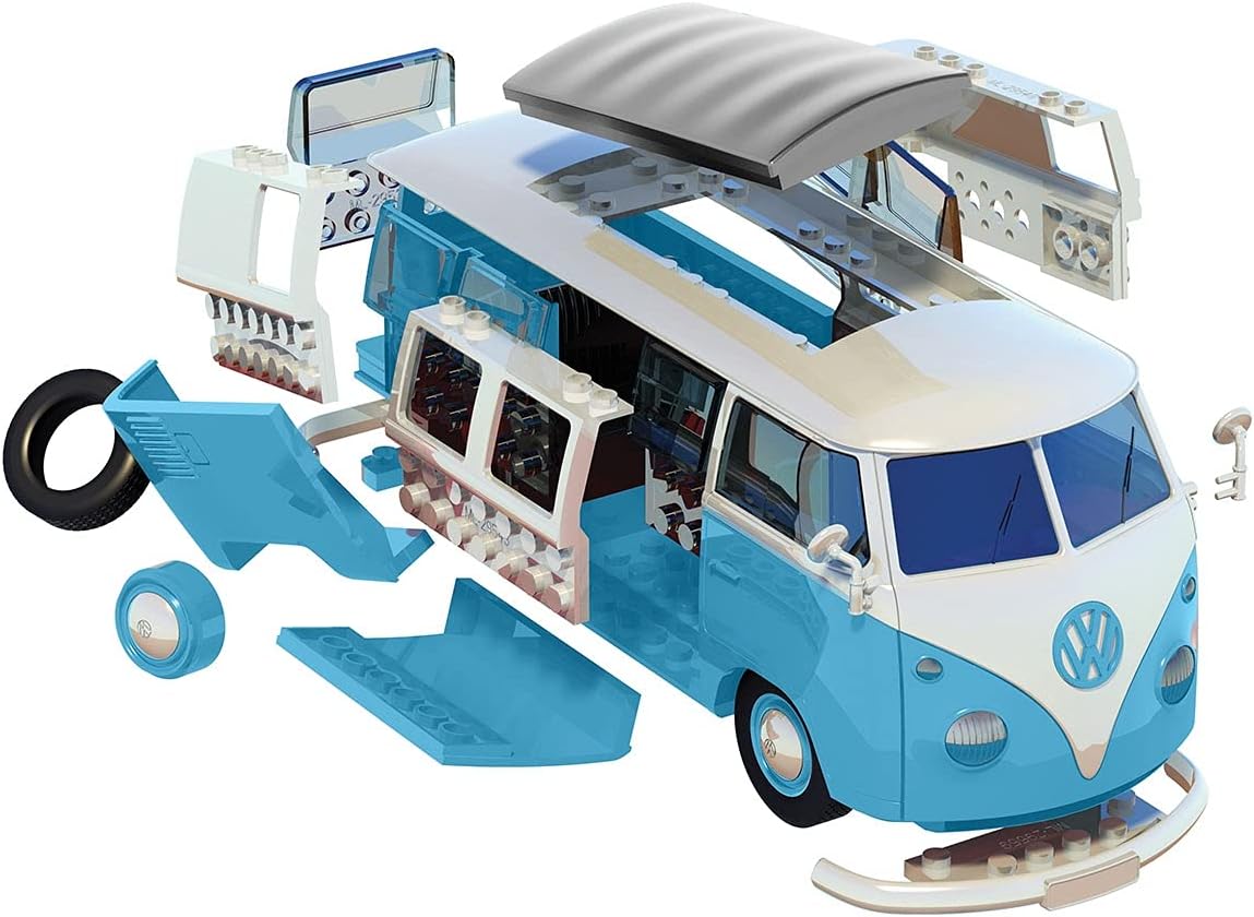 Airfix Quick Build VW Camper Van Model Kit - Snap Together Plastic Car Model for Kids & Adults, Blue