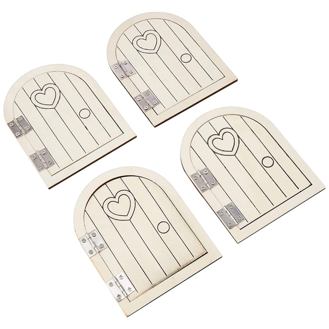 Baker Ross Wooden Fairy Doors Craft Kit - Pack of 4 for Kids to Decorate 4