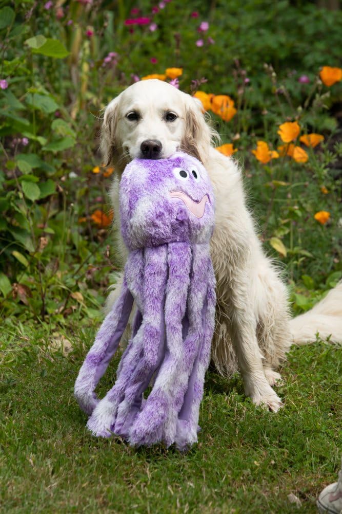 Petface Orla the Octopus Large Plush Dog Toy with Squeaker | Purple & White 5