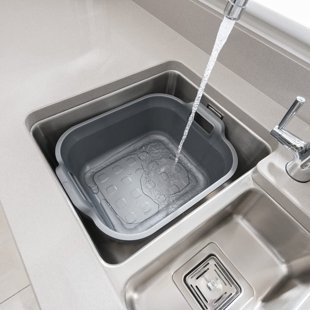 Addis Eco 10L Washing Up Bowl with Twin Handles - Made from 100% Recycled Plastic, Metallic Grey 9