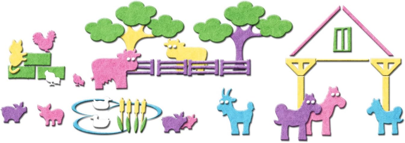 John Adams Fuzzy-Felt Farm Animals - 4+ Years, Over 350 Felt Shapes with 2 Boards