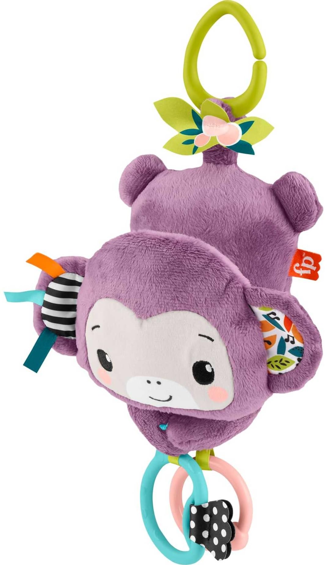 Fisher-Price Sing & Go Purple Monkey Stroller Toy - Musical Sensory Toy for Newborns