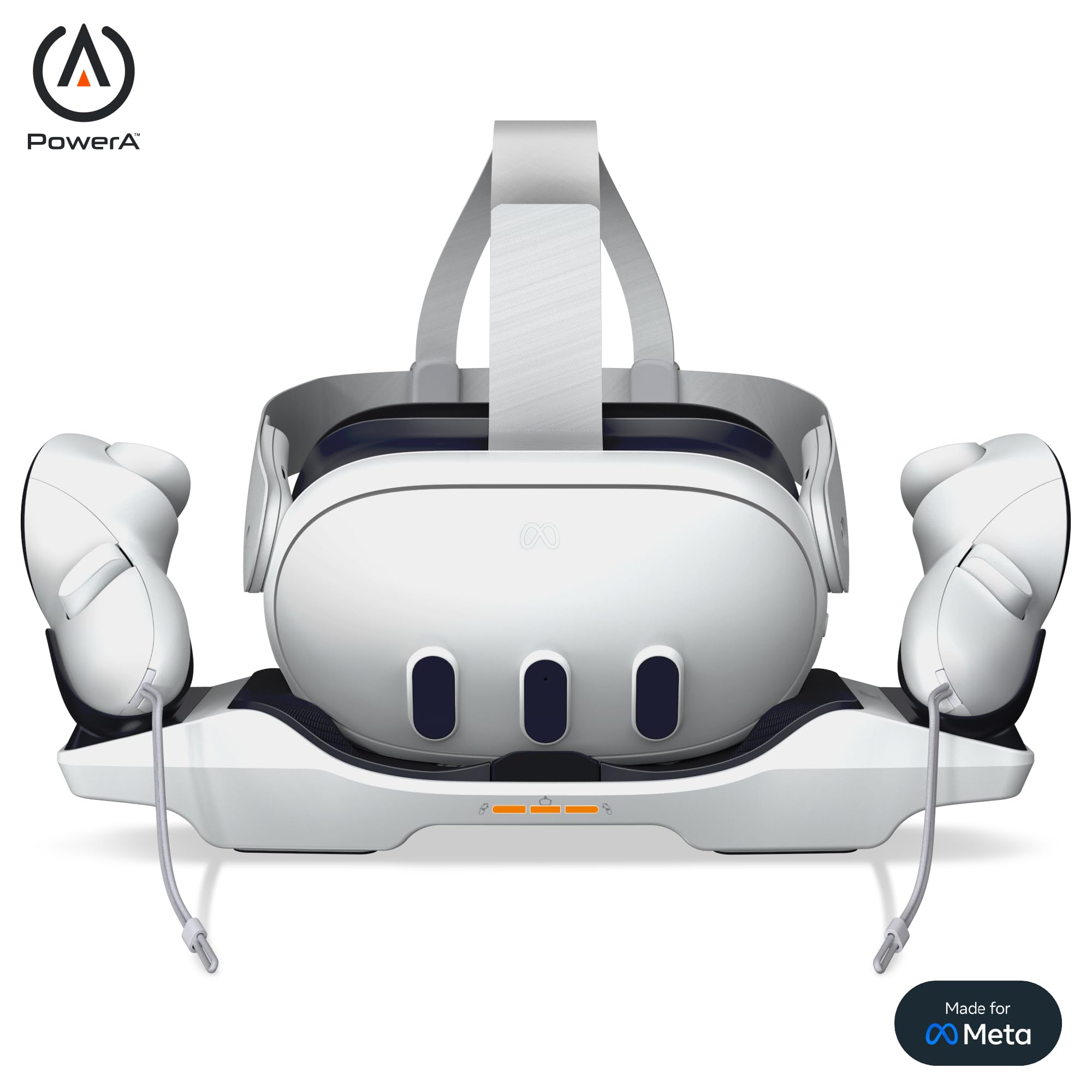 PowerA Charging Station for Meta Quest 3 / 3S - Officially Licensed VR Charging Dock with Rechargeable Controller Batteries