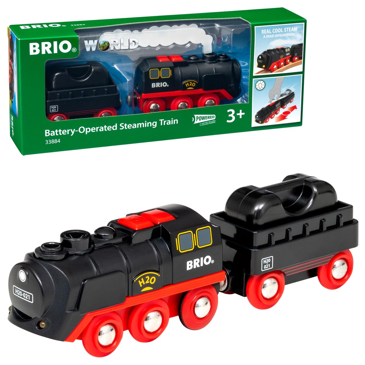 BRIO World Battery Powered Steaming Toy Train Engine with Magnetic Couplings