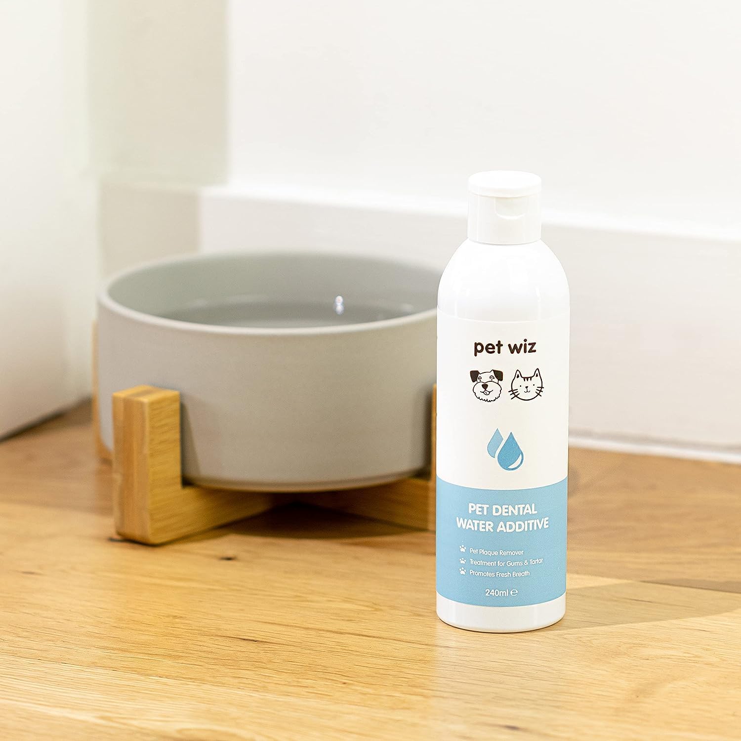 pet wiz Dental Water Additive for Dogs & Cats - Fights Bad Breath, Reduces Plaque & Tartar | 240 ml