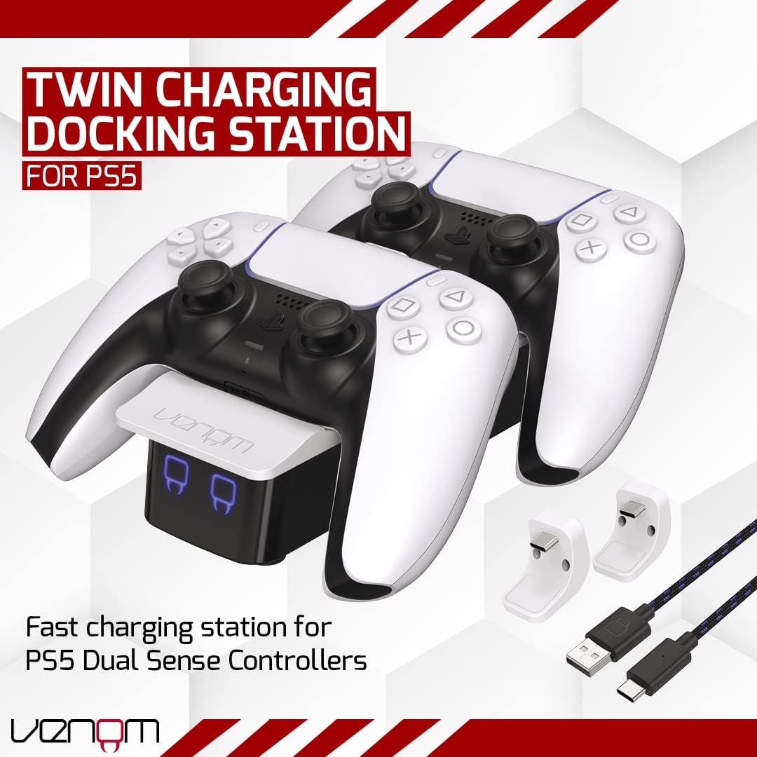 Venom PS5 DualSense Twin Charging Dock Station - White 3