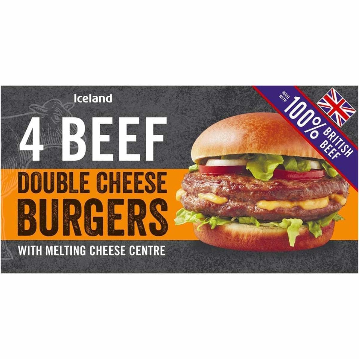 Iceland 4pk Double Cheeseburger - Melting Cheese Centre | 454g