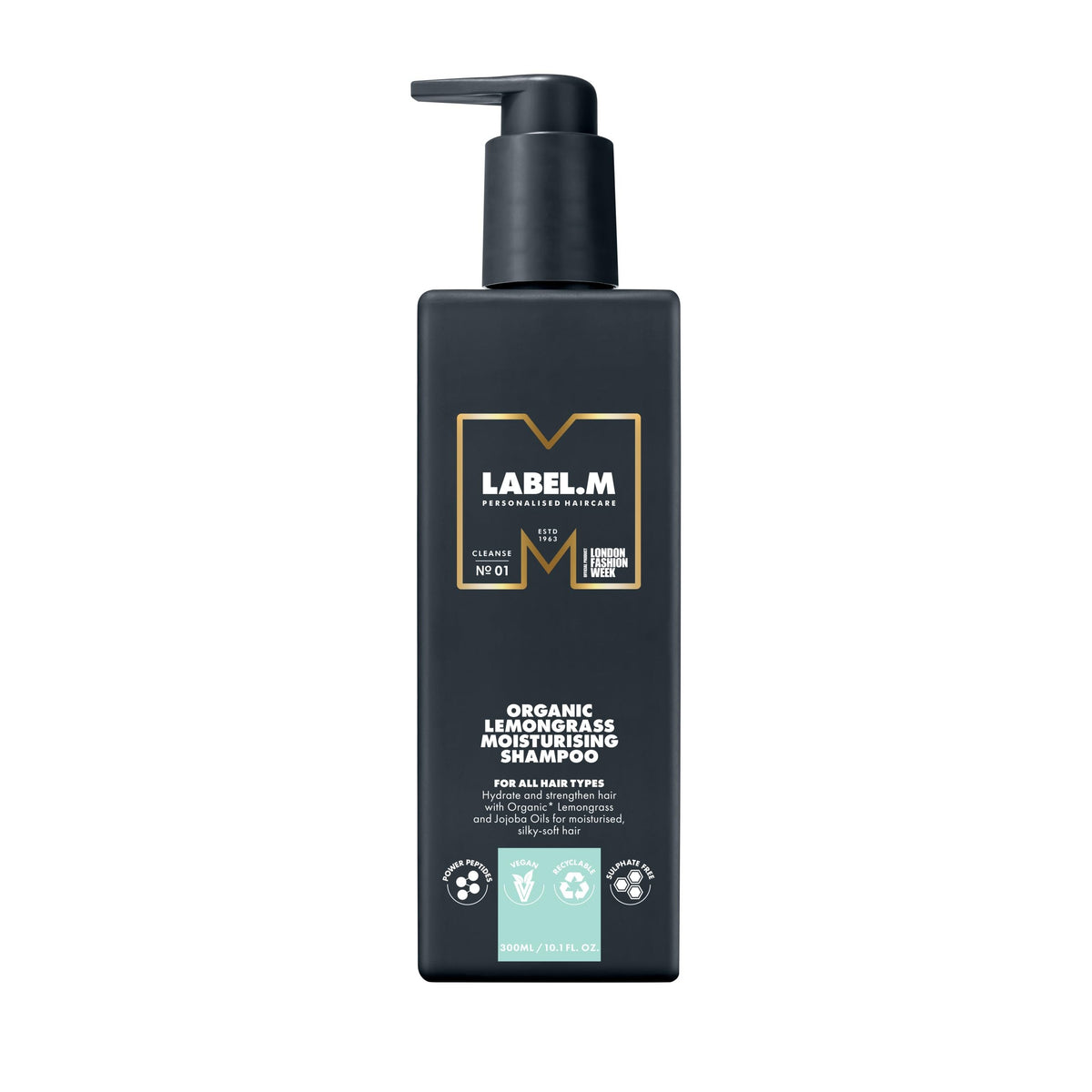 LABEL M Organic Lemongrass Moisturising Shampoo - Hydrates & Strengthens | 300ml