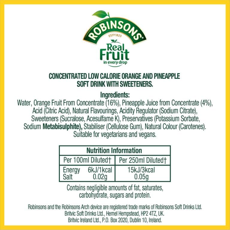 Robinsons Fruit Squash - Low Calorie - Double Strength - Orange and Pineapple