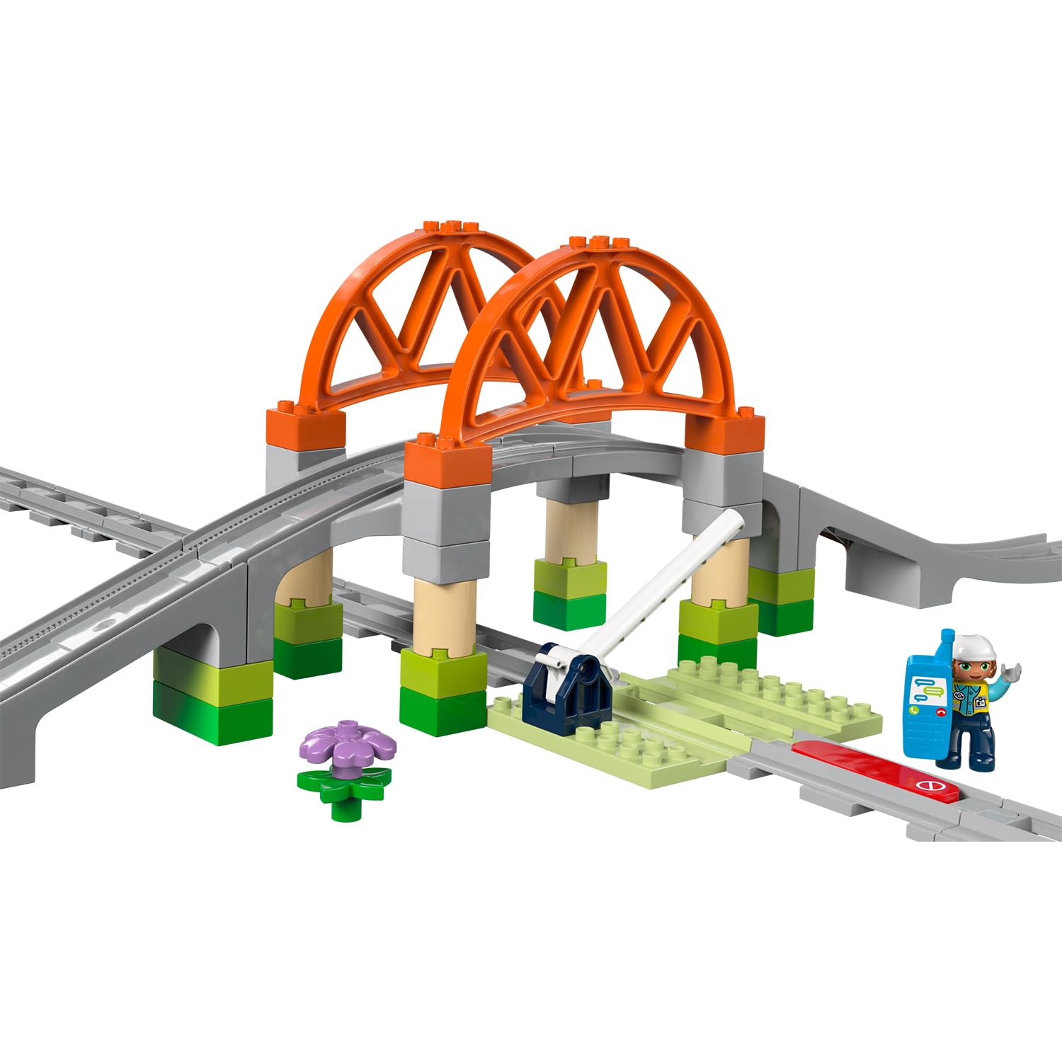 LEGO DUPLO Train Bridge and Tracks Expansion Set - Educational Building Toy for Toddlers 2+ 3