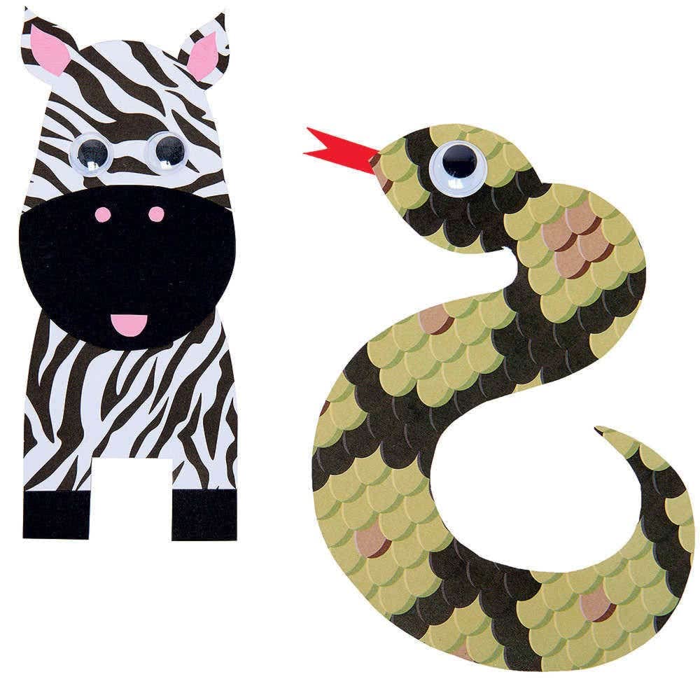 Baker Ross Jungle Animal Printed Paper Pack - 48 Sheets, 120gsm, 203mm x 203mm