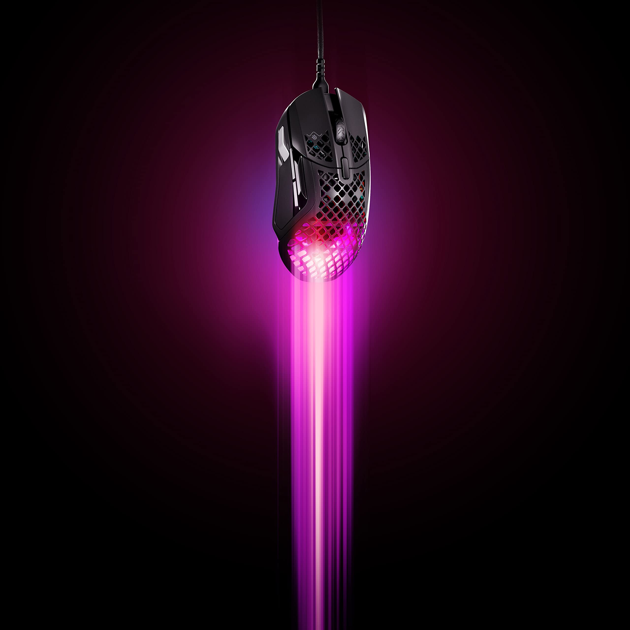 SteelSeries Aerox 5 - Holey RGB Gaming Mouse - Ultra-lightweight Water Resistant Design - 18K DPI TrueMove Air Optical Sensor - 9 Programmable Buttons 3