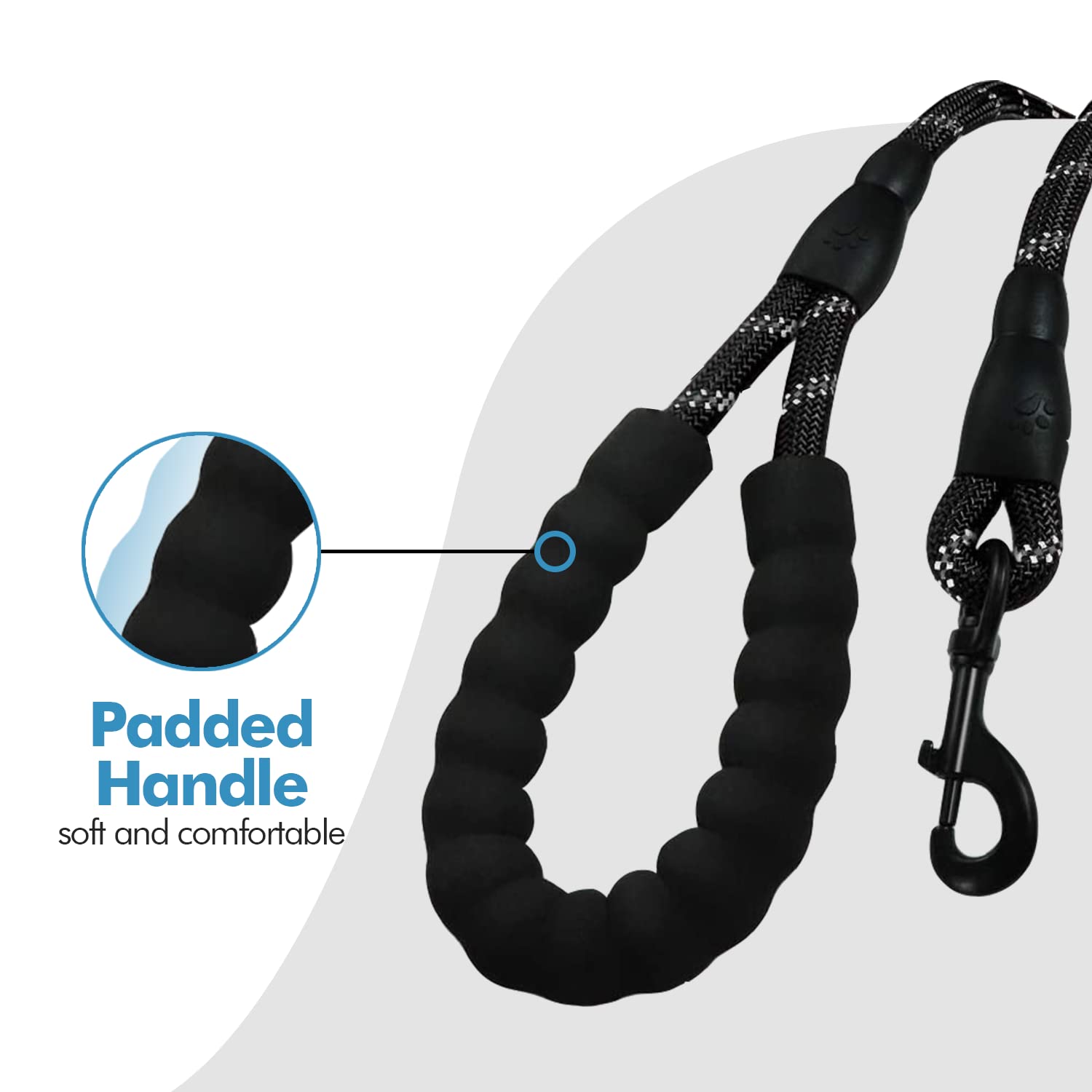 Edipets Dog Lead - Durable Slip Rope with Padded Handle | 60 Inches Black 3