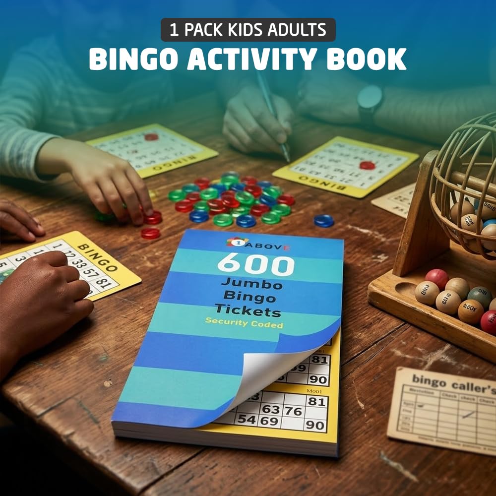 1ABOVE Bingo Tickets - Jumbo Multi Fun Books Pages | Paper | Assorted Color