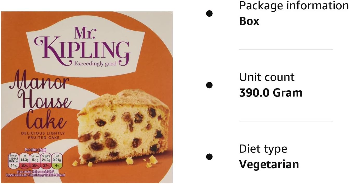 Mr Kipling Manor House Cake - Golden Sponge with Sultanas & Demerara Sugar, 390g 5