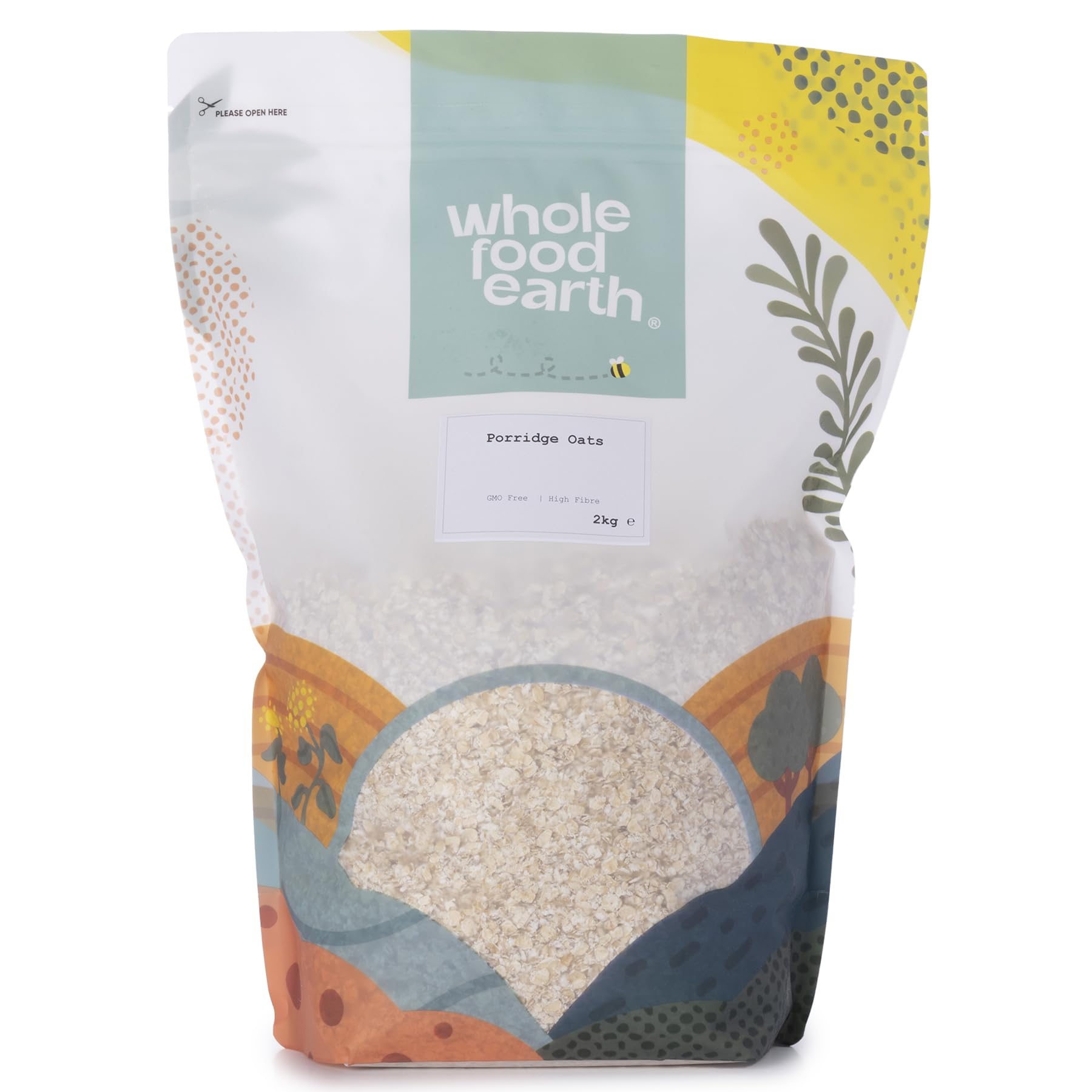 Wholefood Earth Porridge Oats 2 kg | GMO Free | High Fibre | Vegan & Dairy Free