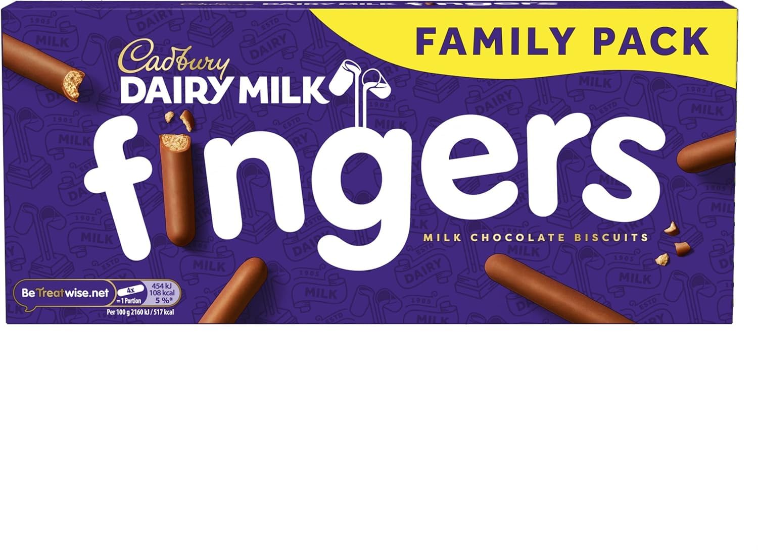 Cadbury Dairy Milk Fingers Milk Chocolate Biscuits, Crunchy Biscuit Fingers Coated in Smooth Chocolate